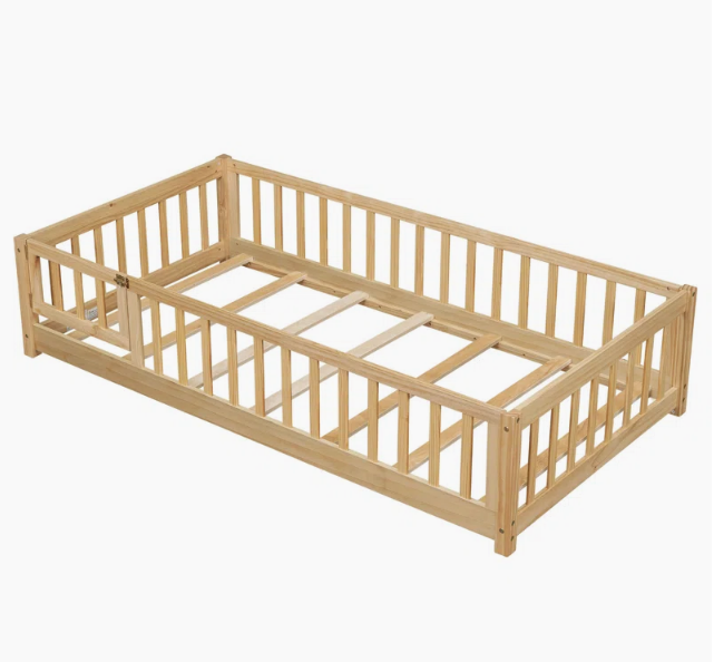 cama cuna montessori madera natural