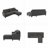 sofa seccional con cierre tapiz felpa o lino modelo  LIAN