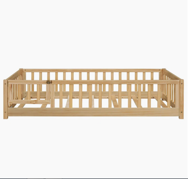 cama cuna montessori madera natural