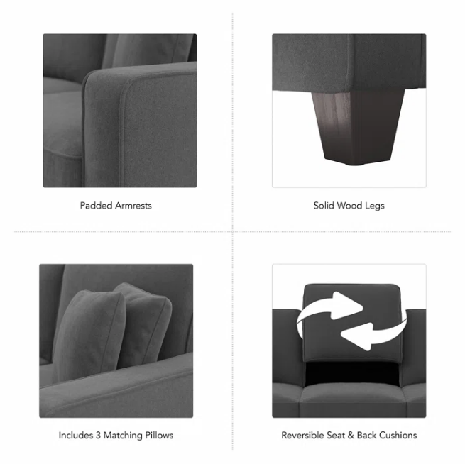 sofa seccional con cierre tapiz felpa o lino modelo  LIAN